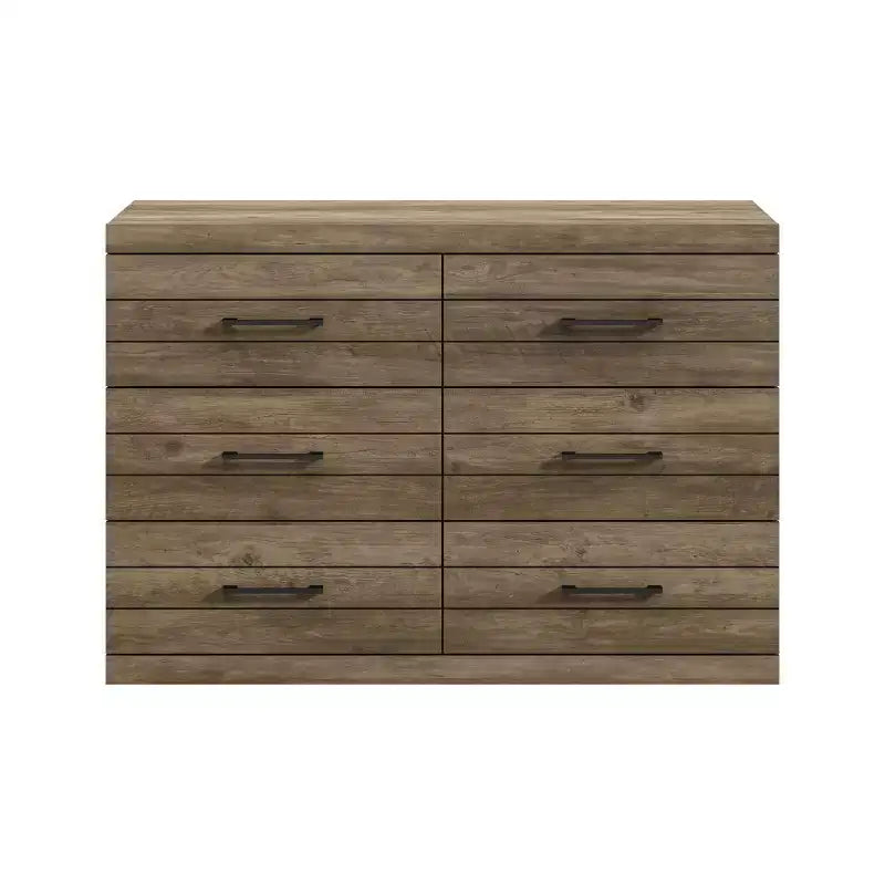 Commode 6 tiroirs Galano Hamsper (verrouillage) - Chêne noueux