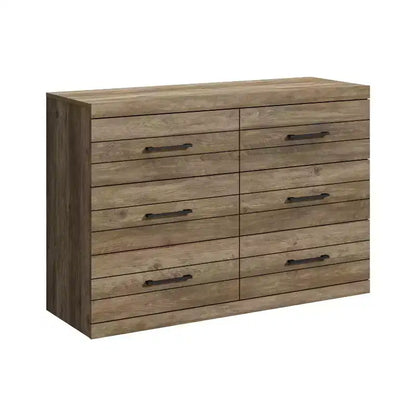 Commode 6 tiroirs Galano Hamsper (verrouillage) - Chêne noueux