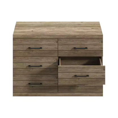 Commode 6 tiroirs Galano Hamsper (verrouillage) - Chêne noueux