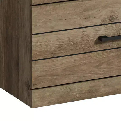 Commode 6 tiroirs Galano Hamsper (verrouillage) - Chêne noueux