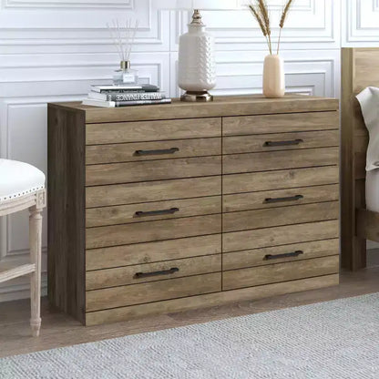 Commode 6 tiroirs Galano Hamsper (verrouillage) - Chêne noueux