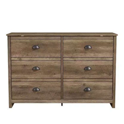 Commode à 6 tiroirs Galano Geodarno (interverrouillage) - Chêne noueux