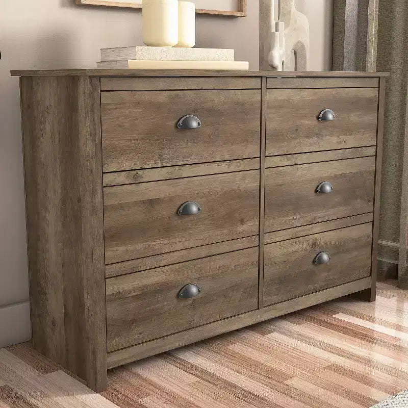 Commode à 6 tiroirs Galano Geodarno (interverrouillage) - Chêne noueux