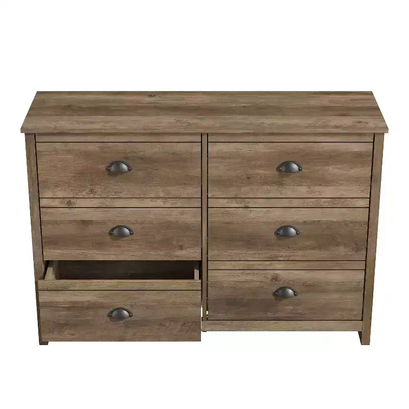 Commode à 6 tiroirs Galano Geodarno (interverrouillage) - Chêne noueux