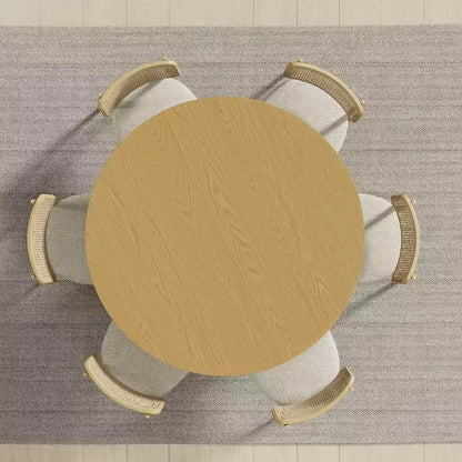 PexFix Table de salle à manger ronde 52 en bois massif, table de cuisine pour 4-6 personnes avec plateau et pieds cylindriques concaves pour salon/salle à manger/bureau, naturel