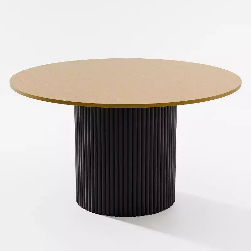 PexFix Table de salle à manger ronde 52 en bois massif, table de cuisine pour 4-6 personnes avec plateau et pieds cylindriques concaves pour salon/salle à manger/bureau, naturel