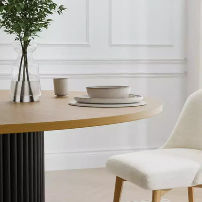 PexFix Table de salle à manger ronde 52 en bois massif, table de cuisine pour 4-6 personnes avec plateau et pieds cylindriques concaves pour salon/salle à manger/bureau, naturel