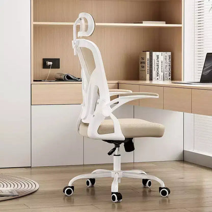 Okak Desk Chair with Wheels, Office Chair with Flip-Up Arms, Adjustable Headrest&Lumbar Support for Office, Study, Reading Room