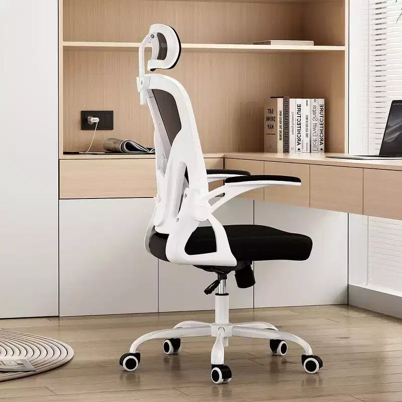 Okak Desk Chair with Wheels, Office Chair with Flip-Up Arms, Adjustable Headrest&Lumbar Support for Office, Study, Reading Room