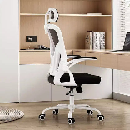 Okak Desk Chair with Wheels, Office Chair with Flip-Up Arms, Adjustable Headrest&Lumbar Support for Office, Study, Reading Room