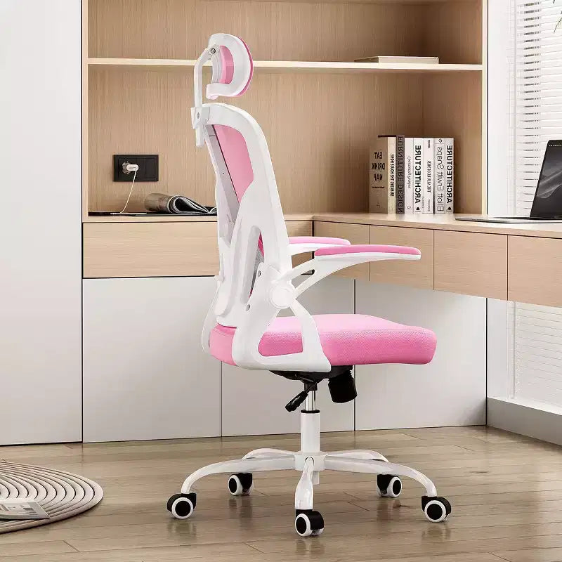 Okak Desk Chair with Wheels, Office Chair with Flip-Up Arms, Adjustable Headrest&Lumbar Support for Office, Study, Reading Room