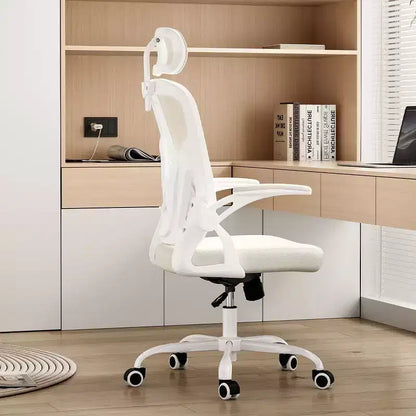 Okak Desk Chair with Wheels, Office Chair with Flip-Up Arms, Adjustable Headrest&Lumbar Support for Office, Study, Reading Room