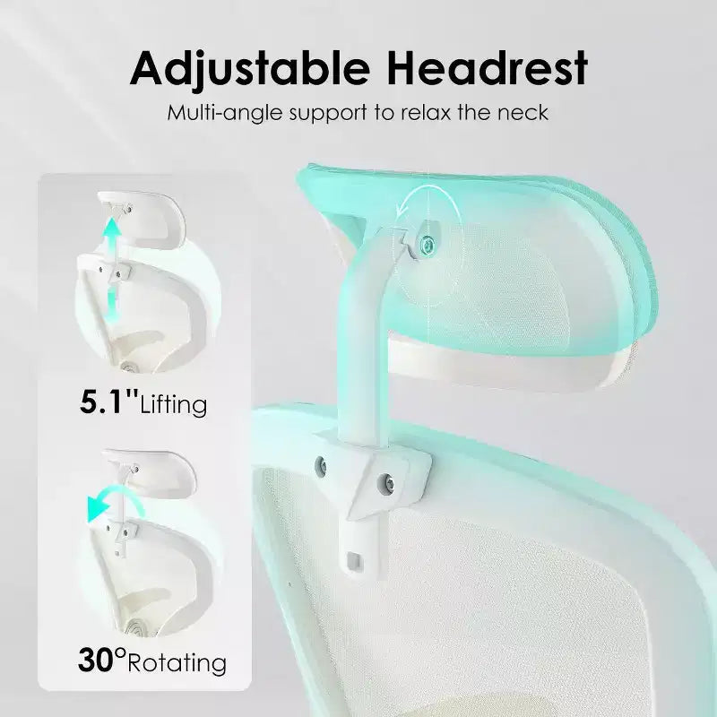 Okak Desk Chair with Wheels, Office Chair with Flip-Up Arms, Adjustable Headrest&Lumbar Support for Office, Study, Reading Room