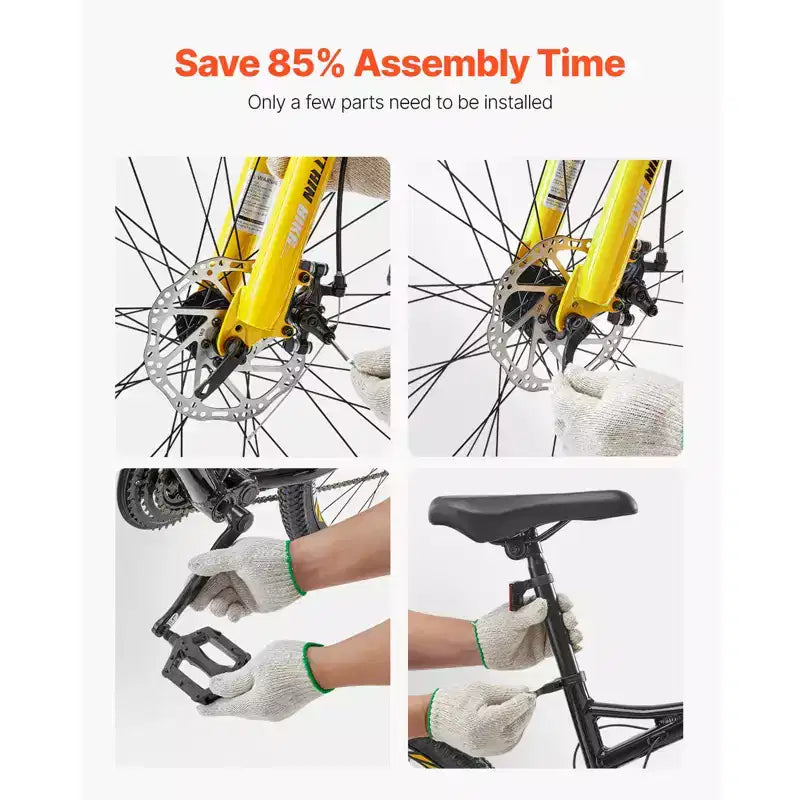 VEVOR Vélo VTT 29 pouces, Suspension Intégrale Double, Dérailleur 24 Vitesses, Freins à Disque Double, Cadre en Alliage d'Aluminium, Noir et Jaune