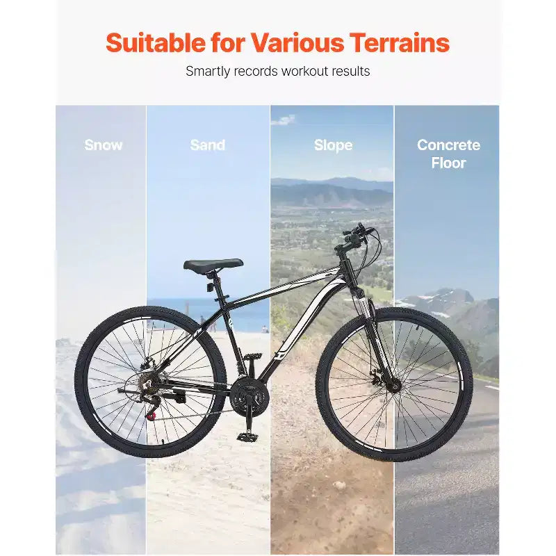 VTT VEVOR, Vélo Tout-Terrain 29 Pouces avec Suspension Avant, Dérailleur SHIMANO 21 Vitesses, Freins à Disque Doubles, Cadre en Alliage d'Aluminium, Noir