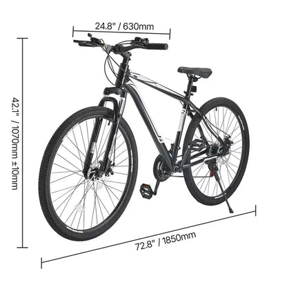VTT VEVOR, Vélo Tout-Terrain 29 Pouces avec Suspension Avant, Dérailleur SHIMANO 21 Vitesses, Freins à Disque Doubles, Cadre en Alliage d'Aluminium, Noir