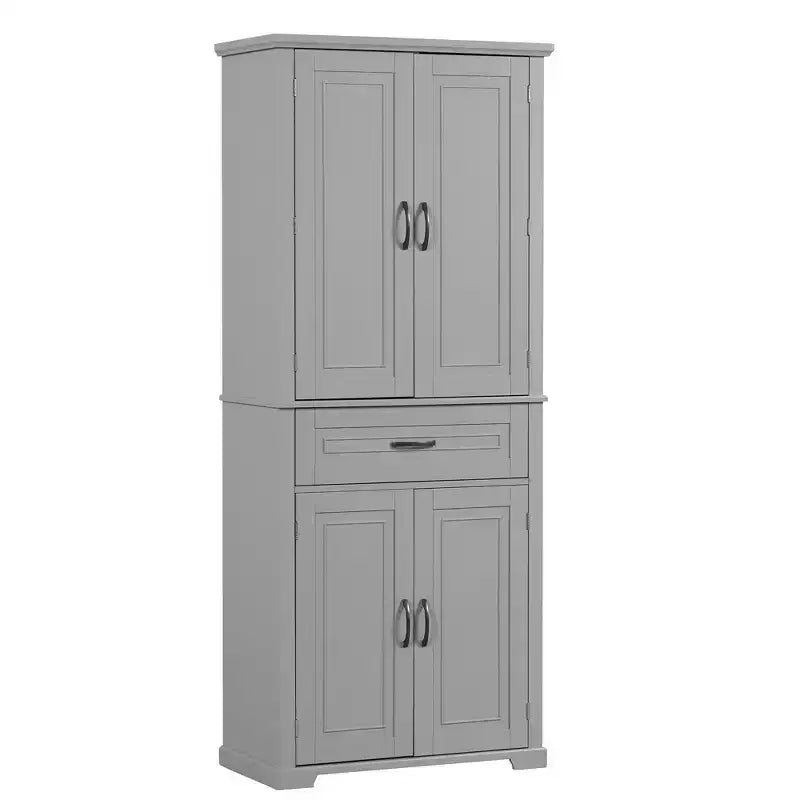 Okak Storage Cabinet, Tall Cabinet with 4 Doors,1 Drawer and Adjustable Shelf, Cabinet for Lving Room, Office