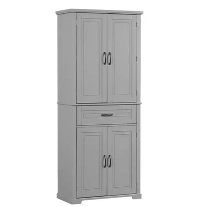 Okak Storage Cabinet, Tall Cabinet with 4 Doors,1 Drawer and Adjustable Shelf, Cabinet for Lving Room, Office