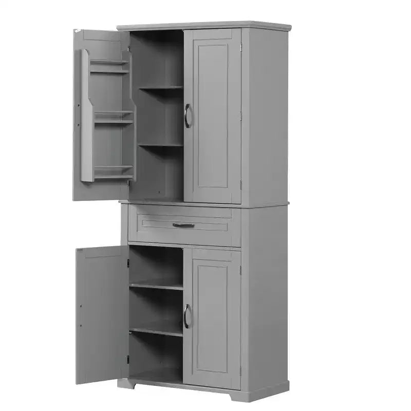 Okak Storage Cabinet, Tall Cabinet with 4 Doors,1 Drawer and Adjustable Shelf, Cabinet for Lving Room, Office