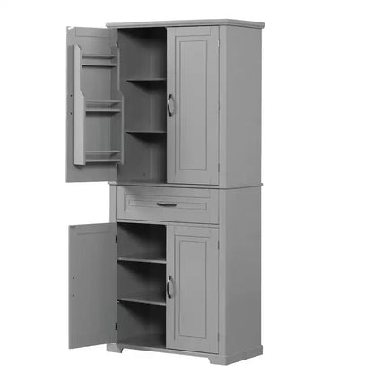 Okak Storage Cabinet, Tall Cabinet with 4 Doors,1 Drawer and Adjustable Shelf, Cabinet for Lving Room, Office