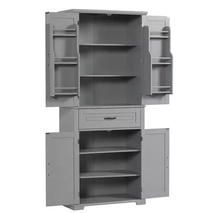 Okak Storage Cabinet, Tall Cabinet with 4 Doors,1 Drawer and Adjustable Shelf, Cabinet for Lving Room, Office