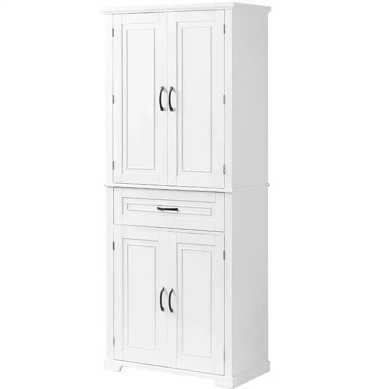 Okak Storage Cabinet, Tall Cabinet with 4 Doors,1 Drawer and Adjustable Shelf, Cabinet for Lving Room, Office