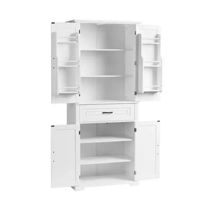 Okak Storage Cabinet, Tall Cabinet with 4 Doors,1 Drawer and Adjustable Shelf, Cabinet for Lving Room, Office