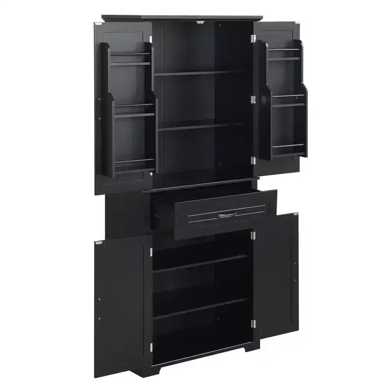 Okak Storage Cabinet, Tall Cabinet with 4 Doors,1 Drawer and Adjustable Shelf, Cabinet for Lving Room, Office
