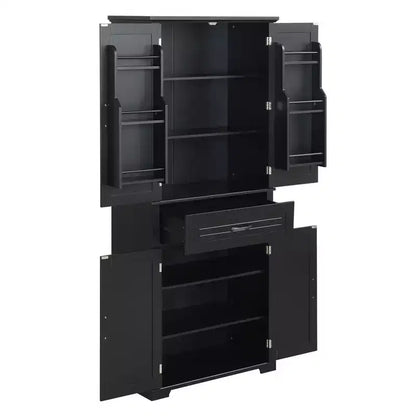 Okak Storage Cabinet, Tall Cabinet with 4 Doors,1 Drawer and Adjustable Shelf, Cabinet for Lving Room, Office