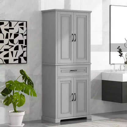 Okak Storage Cabinet, Tall Cabinet with 4 Doors,1 Drawer and Adjustable Shelf, Cabinet for Lving Room, Office