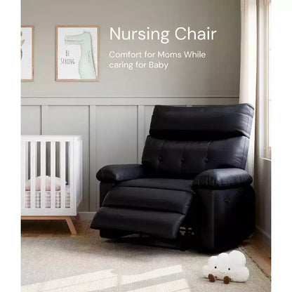 PU Leather Manual Recliner, 360 Degree Rotating Adult Rocking Chair with Side Pockets, Modern Single Sofa Recliner, Beige