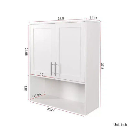 Meuble miroir de salle de bain moderne Samuel GDFStudio de 80 cm avec fente pour mouchoirs, 2 portes et étagère réglable