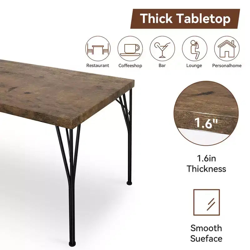 Dyonery 5-Piece Dining Table Set for 4 People, 43.3 Small Kitchen Table Set with 4 Armless Chairs, Solid Wood Top & Metal Legs, Easy Assembly