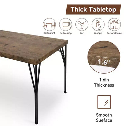 Dyonery 5-Piece Dining Table Set for 4 People, 43.3 Small Kitchen Table Set with 4 Armless Chairs, Solid Wood Top & Metal Legs, Easy Assembly
