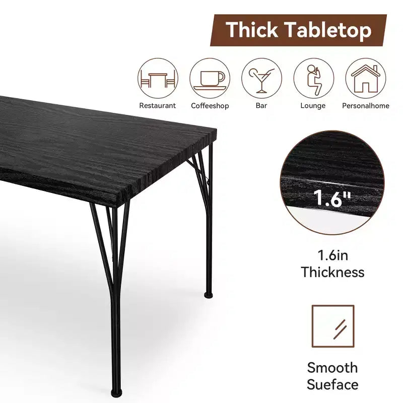 Dyonery 5-Piece Dining Table Set for 4 People, 43.3 Small Kitchen Table Set with 4 Armless Chairs, Solid Wood Top & Metal Legs, Easy Assembly