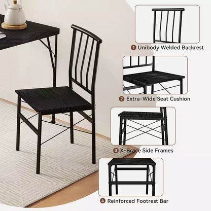 Dyonery 5-Piece Dining Table Set for 4 People, 43.3 Small Kitchen Table Set with 4 Armless Chairs, Solid Wood Top & Metal Legs, Easy Assembly