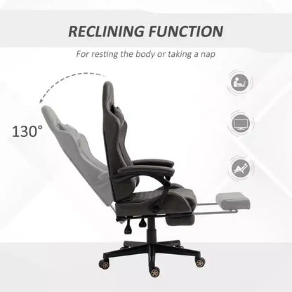 Okak High-Back Gaming Chair with Headrest, Computer Chair with Lumbar Support and Footrest, Office Chair for Study, Reading Room