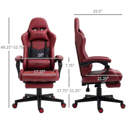 Okak High-Back Gaming Chair with Headrest, Computer Chair with Lumbar Support and Footrest, Office Chair for Study, Reading Room