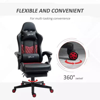 Okak High-Back Gaming Chair with Headrest, Computer Chair with Lumbar Support and Footrest, Office Chair for Study, Reading Room