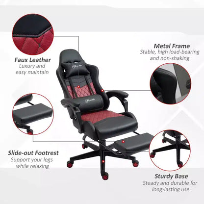 Okak High-Back Gaming Chair with Headrest, Computer Chair with Lumbar Support and Footrest, Office Chair for Study, Reading Room