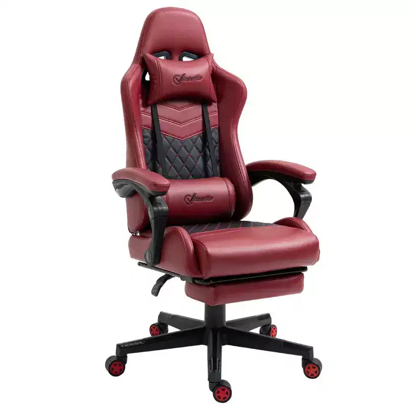 Okak High-Back Gaming Chair with Headrest, Computer Chair with Lumbar Support and Footrest, Office Chair for Study, Reading Room