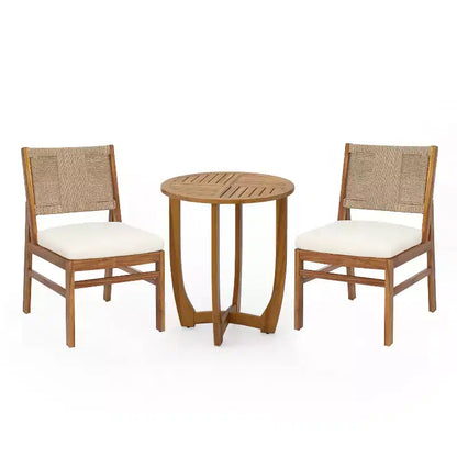 Christopher Knight Home Daisy Ensemble de salle à manger 3 pièces en bois d'acacia rustique avec chaises en osier