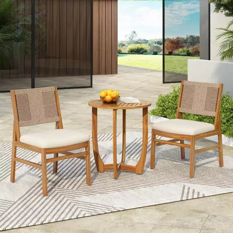 Christopher Knight Home Daisy Ensemble de salle à manger 3 pièces en bois d'acacia rustique avec chaises en osier