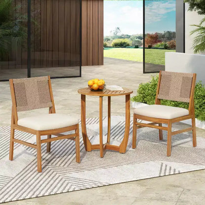 Christopher Knight Home Daisy Ensemble de salle à manger 3 pièces en bois d'acacia rustique avec chaises en osier