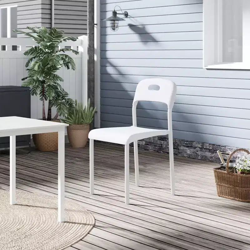 Plastic Stackable Dining Chairs with Metal Legs for Conference Room Office Dining Table, Easy Assembly, Stain-Resistant, Indoor & Outdoor Use
