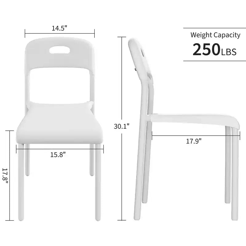Plastic Stackable Dining Chairs with Metal Legs for Conference Room Office Dining Table, Easy Assembly, Stain-Resistant, Indoor & Outdoor Use