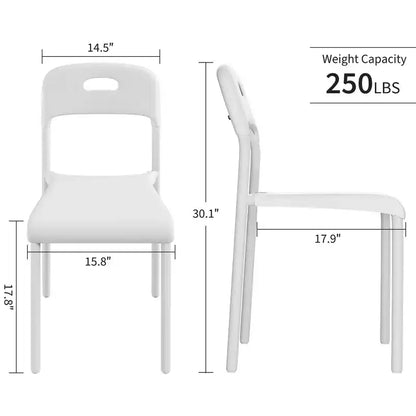 Plastic Stackable Dining Chairs with Metal Legs for Conference Room Office Dining Table, Easy Assembly, Stain-Resistant, Indoor & Outdoor Use