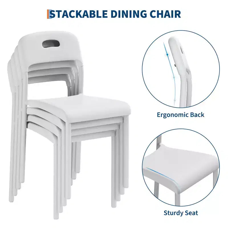 Plastic Stackable Dining Chairs with Metal Legs for Conference Room Office Dining Table, Easy Assembly, Stain-Resistant, Indoor & Outdoor Use