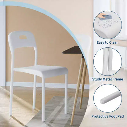 Plastic Stackable Dining Chairs with Metal Legs for Conference Room Office Dining Table, Easy Assembly, Stain-Resistant, Indoor & Outdoor Use