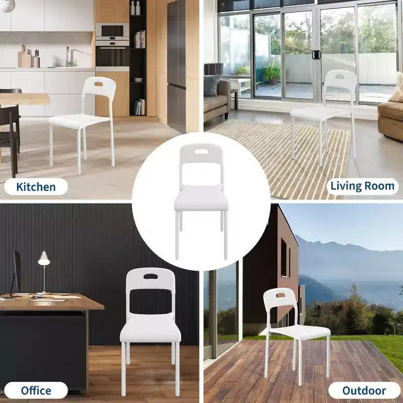 Plastic Stackable Dining Chairs with Metal Legs for Conference Room Office Dining Table, Easy Assembly, Stain-Resistant, Indoor & Outdoor Use